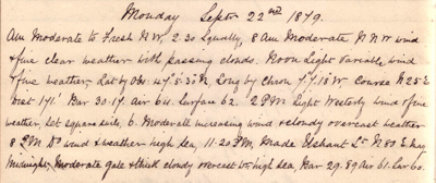 22 September 1879 journal entry